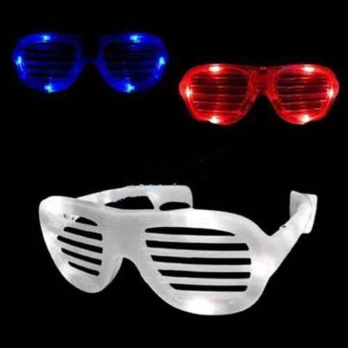 LED Light Up Hip Hop Shutter Shades Sunglasses - Patriotic Colors - Red Blue White