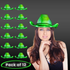 Light Up Neon Iridescent Green Colorful Cowboy Hats - Pack of 12
