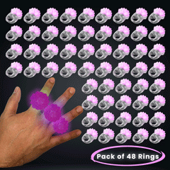 Pink LED Light Up Jelly Bumpy Flashy Rings - Pack of 48