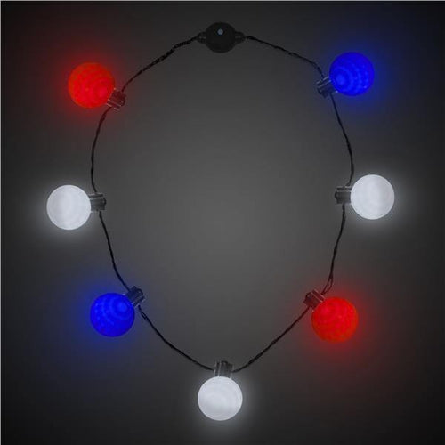 LED Light Up Flashing 40 Inch Patriotic Ball Necklace