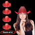 LED Light Up Flashing Sequin Red Cowboy Hat - Pack of 4 Hats