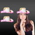Light Up Neon Pink Holographic Iridescent Space Cowboy Hats - Pack of 2