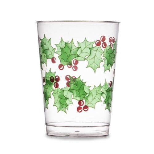 Holly Christmas 10 oz Plastic Cups