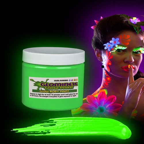 Glominex Glow Body Paint 4oz Jar Green