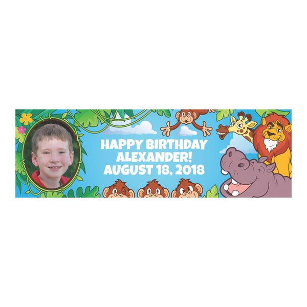 Zoo Adventure Party Photo Custom Banner - Small