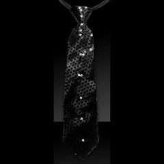LED Light Up Black Sequin Necktie