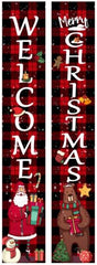 Welcome Christmas Banner Set Red And Black Plaid 12 In X 72 In