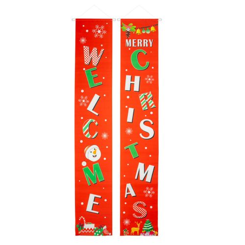 Merry Christmas Welcome Banner Set Red 12 In X 72 In