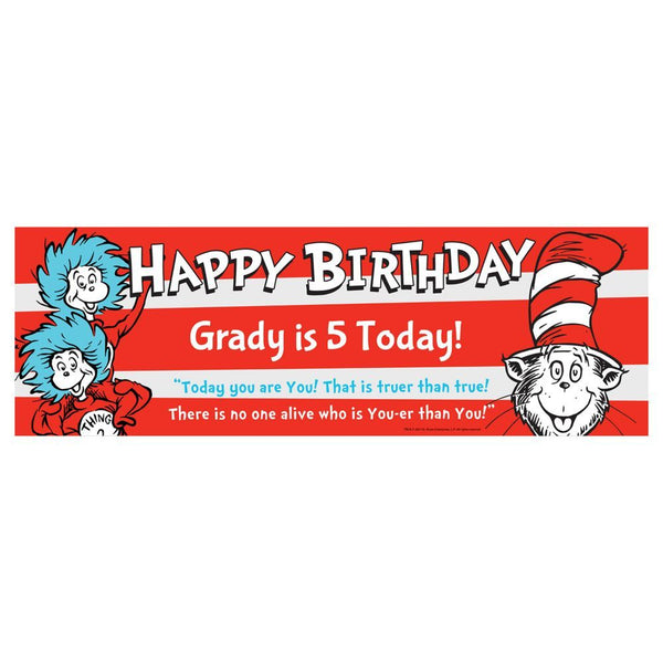 Dr. Seuss Birthday Custom Banner - Small