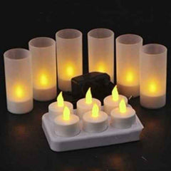Rechargeable Tea Light Candles with Charging Base