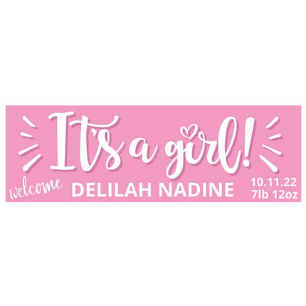 Personalized Girl Birth Announcement Banner - Small