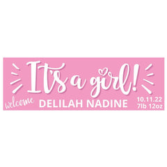 Personalized Girl Birth Announcement Banner - Small