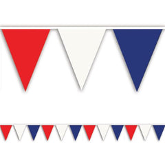 Patriotic Theme Red, White & Blue 30' Pennant Banner