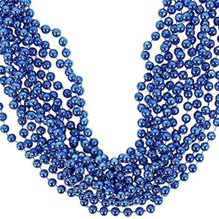 33" Round Metallic Royal Blue Mardi Gras Beads