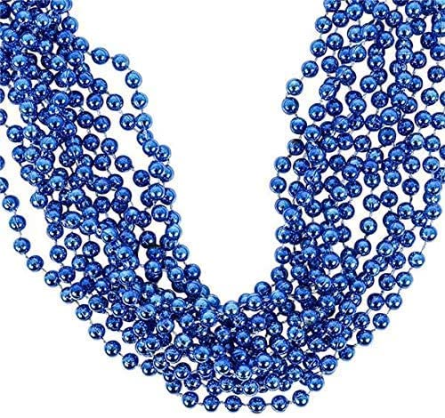 33 Round Metallic Royal Blue Mardi Gras Beads