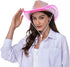 Light Up EL Wire Neon Iridescent Holographic Space Cowboy Cowgirl Hat - Pink