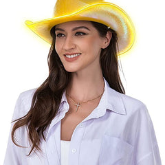Light Up EL Wire Gold Iridescent Holographic Space Cowboy Cowgirl Hat