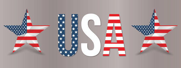 USA Patriotic Text & Stars Print Banner Decoration