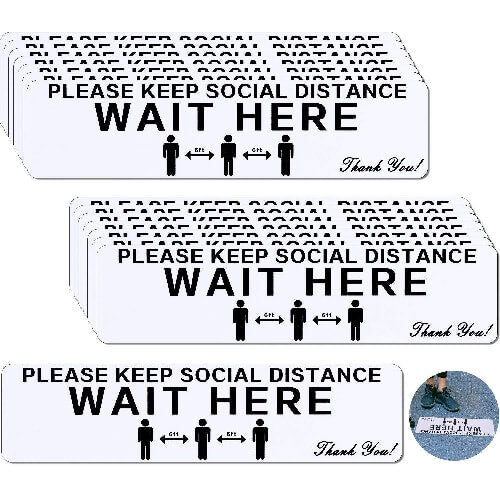 12 x 3 Inch Adhesive Social Safe Distancing Floor Decals - Pack of 15