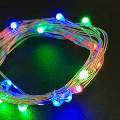 6 Ft Fairy Light With Silver Wire Multi Color- Red Green Blue with 20 LED's & AA Battery Pack