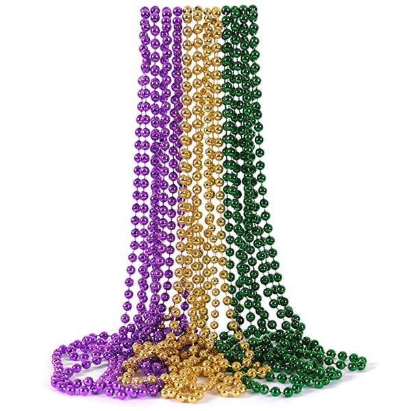 48 18Mm Round Metallic Purple, Gold And Green Mardi Gras Beads