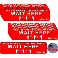 12 x 3 Inch Adhesive Social Safe Distancing Floor Decals Red - Pack of 15