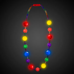 Light Up Flashing Rainbow Disco Prism Balls Necklace
