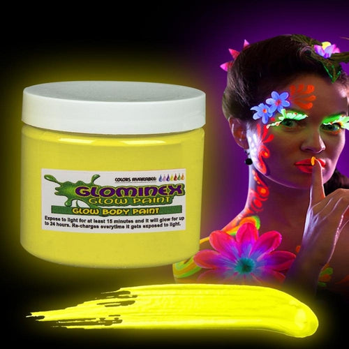 Glominex Glow Body Paint 8oz Jar Yellow