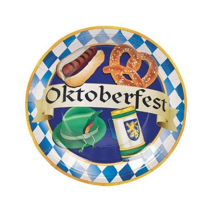 9" Oktoberfest Party Paper Dinner Plates - 8 Per Pack