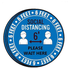 Social Distancing Floor Decals, 12" Round Safety Stickers - Pack of 5