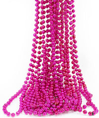 48" 10Mm Round Metallic Hot Pink Mardi Gras Beads