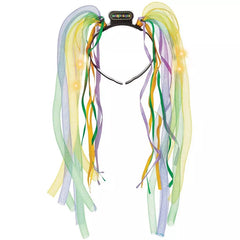 Purple Gold and Green Mardi Gras LED Noodle Headband Flashing Dreads