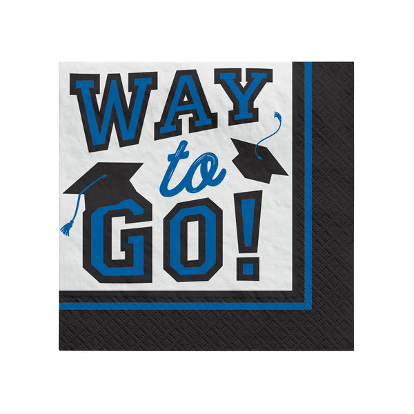 Blue Graduation Way To Go Beverage Napkins