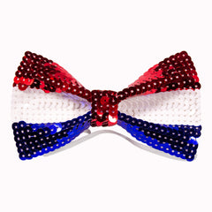 Patriotic Tri-color Sequin Bow Tie