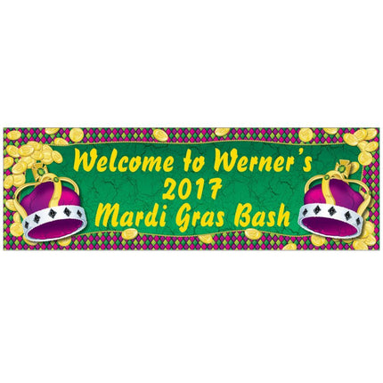 Coins & Crown Mardi Gras Custom Banner - Small