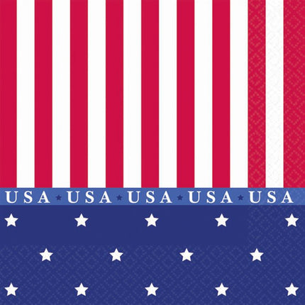 Patriotic Theme Stars And Stripes Beverage Napkins | PartyGlowz