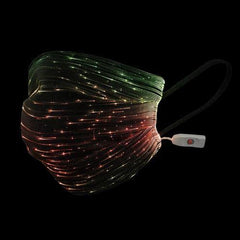 USB Fiber Optic Light Up Multicolor Face Mask in Black Rectangle Fabric