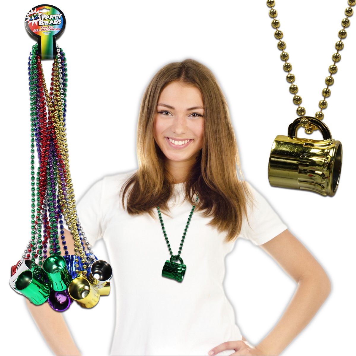 Beer Mug Bead 33 Necklaces - 12 Per Pack