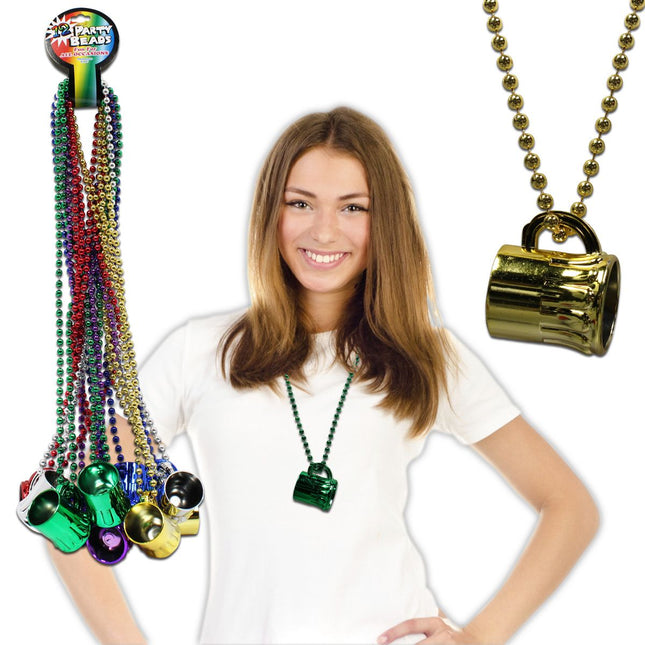 Beer Mug Bead 33" Necklaces - 12 Per Pack