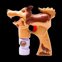 Light Up Wolf Bubble Blaster Gun Brown