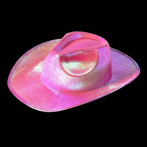 Neon Sparkly Iridescent Glitter Space Pink Cowboy Hat