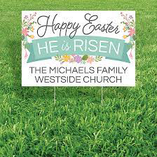 Personalized He Is Risen Happy Easter Yard Sign