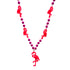 42" Flamingo Necklace Hot Pink Beads With Pearl Insets