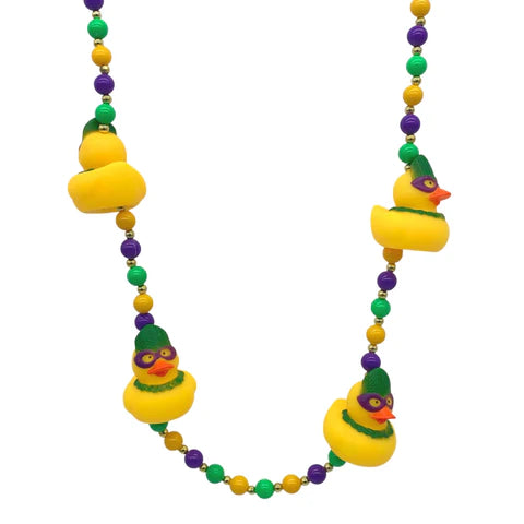 42 Mardi Gras Masked Rubber Duck Beads Necklace