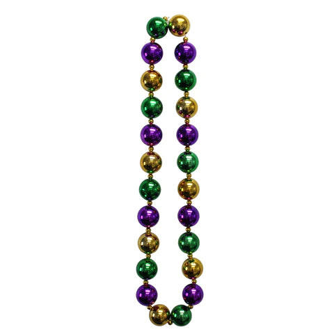 48 50Mm Purple, Green And Gold Round Balls Necklace