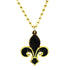 33" 10Mm Black And Gold Fleur De Lis Necklace