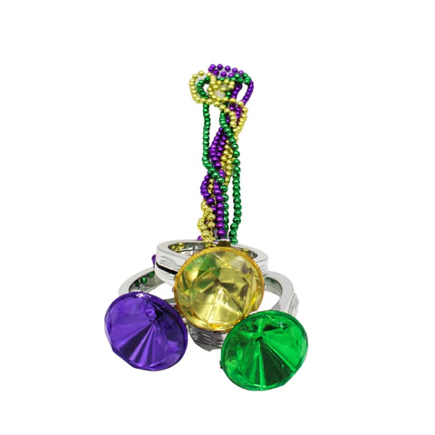 33 7Mm Purple, Green And Gold Jumbo Diamond Ring Necklace