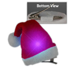 Flashing Mini Santa Hat Metal Alligator Hair Clip