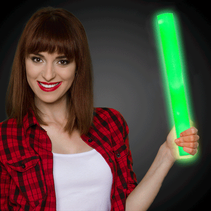LED Light Up Flashing 16 Inch Green Foam Stick Baton