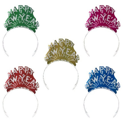 Happy New Year Tiara Assortment - Assorted Pack of 12 Tiaras